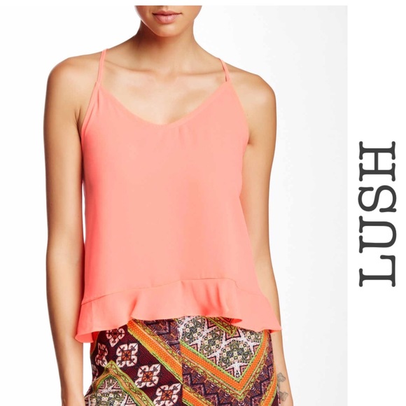 Lush Tops - LUSH Ruffle Trim Asymmetrical Top Size Medium